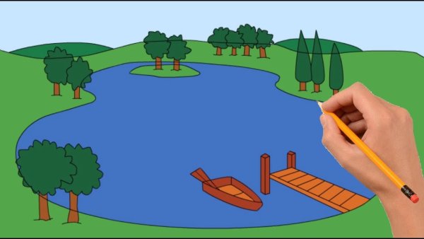 Поэтапное рисование пейзажа для детей