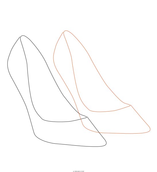 Туфли поэтапно карандашом