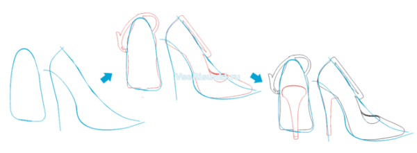 Поэтапное рисование обуви