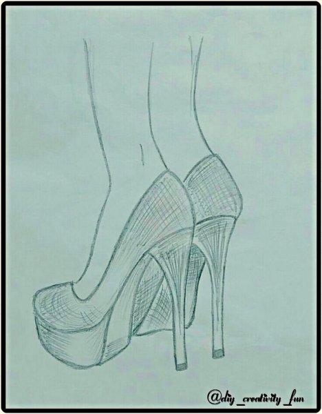 Рисование пошагово туфли на каблуках
