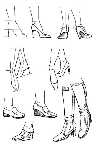Зарисовки ног в обуви