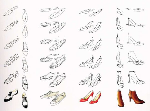 Поэтапное рисование обуви