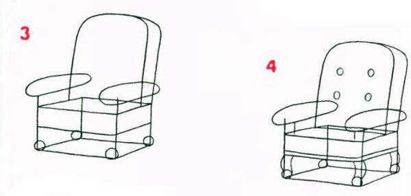 Рисование кресла пошаговое