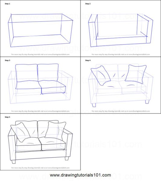 Поэтапное рисование мебели