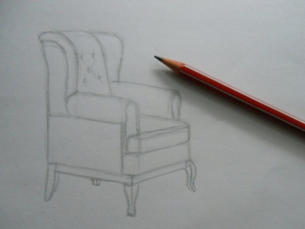 Кресло карандашом поэтапно