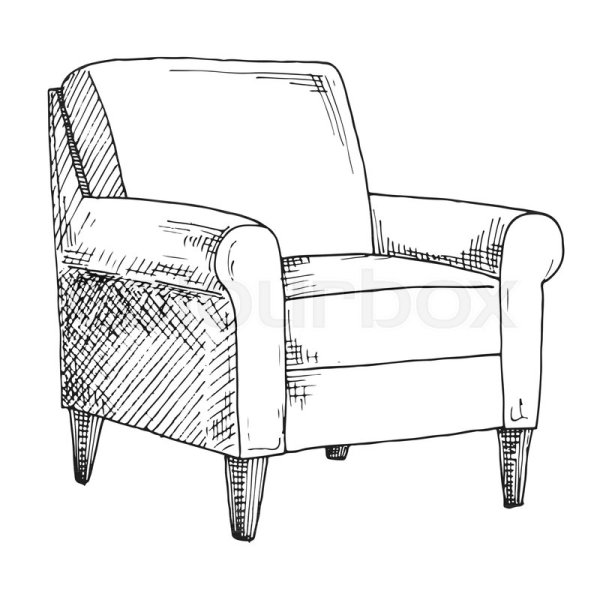 Эскиз кресла карандашом