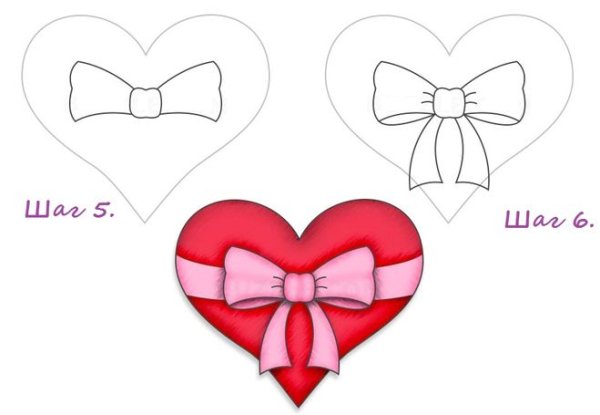 Поэтапное рисование банта