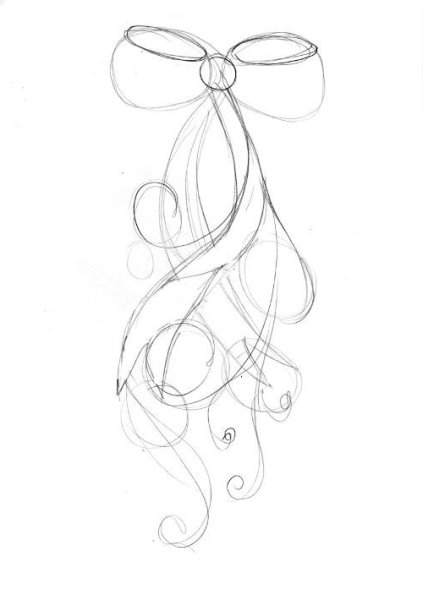 Красивый бантик карандашом