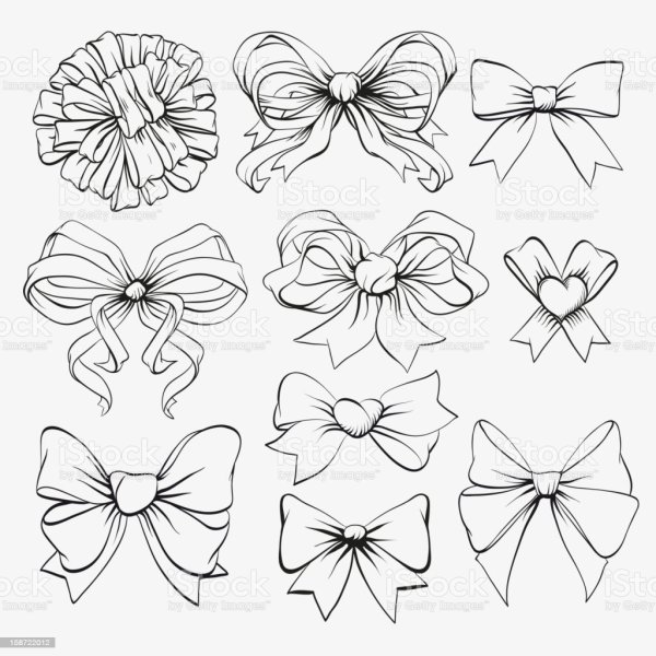 Бантик и лента эскиз тату