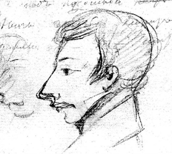 Профиль Пушкина одной линией