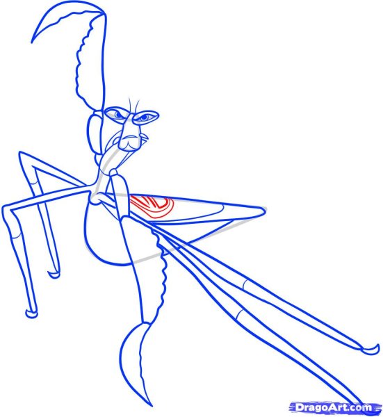 Богомол легкий рисунок