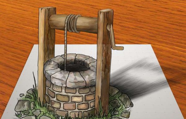 Колодец рисовать