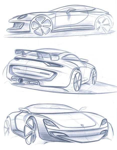 Набросок машины карандашом