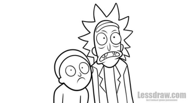 Рик и Морти карандашом срисовать