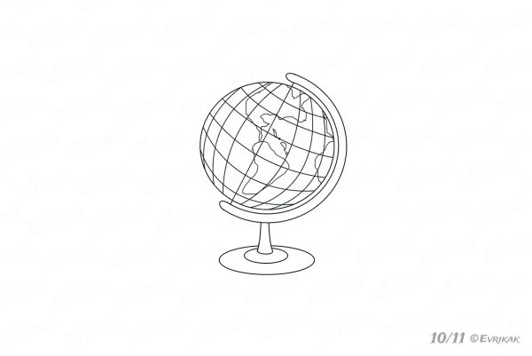 Поэтапное рисование глобуса