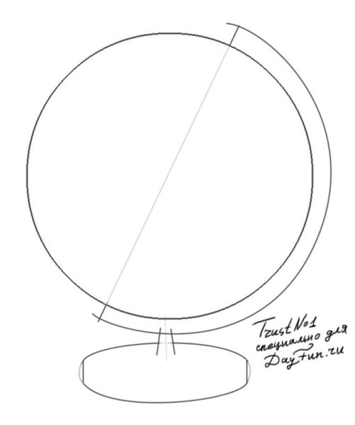 Глобус рисунок карандашом