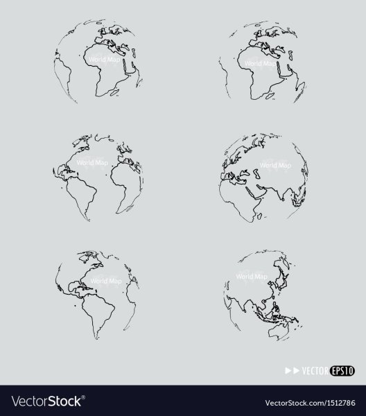 Vector stock Globe нарисованный на белом