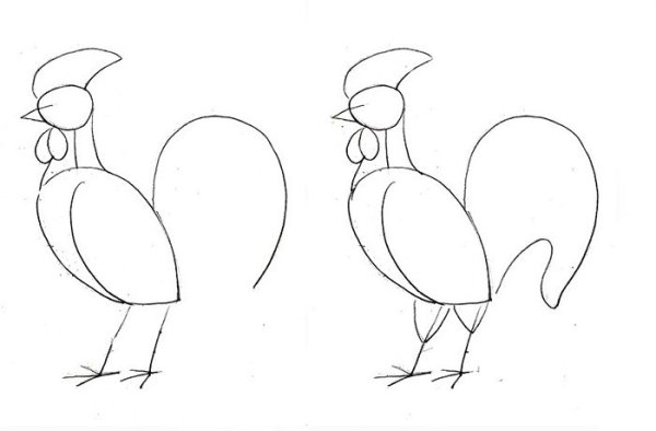 Поэтапное рисование петушка