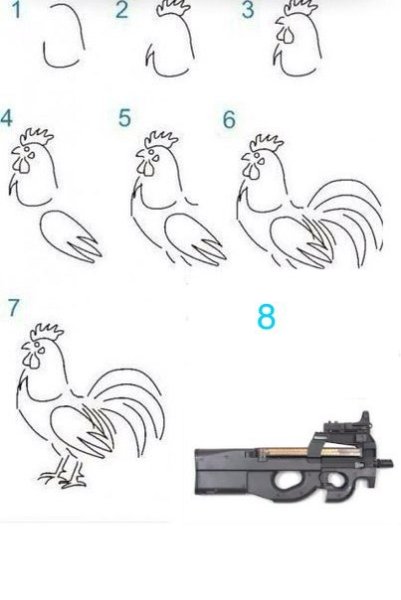 Схема рисования петушка