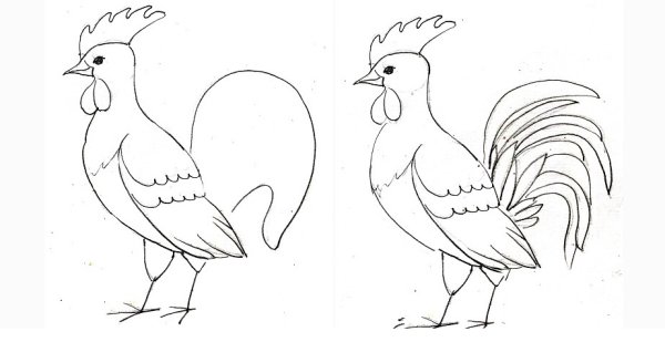 Пошаговое рисование петушка для детей