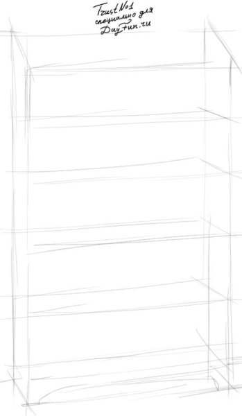 Учится рисовать шкаф