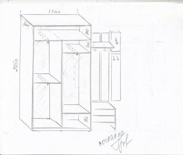 Технический рисунок шкафа