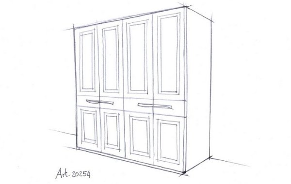 Зарисовки шкафа карандашом