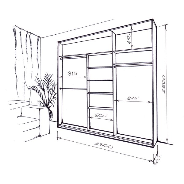 Шкаф купе встроенный эскиз