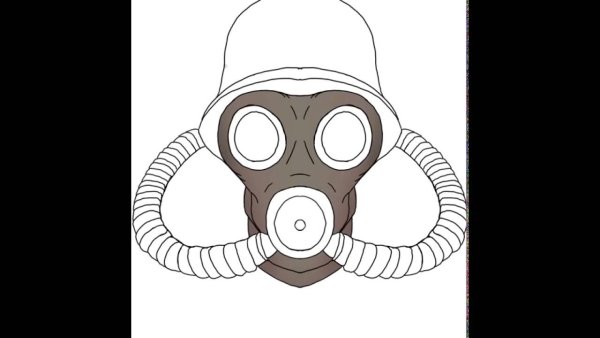 Человек в противогазе рисунок