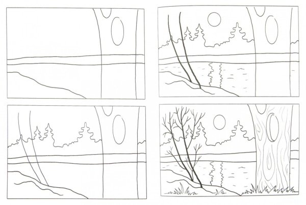 Поэтапное рисование природы