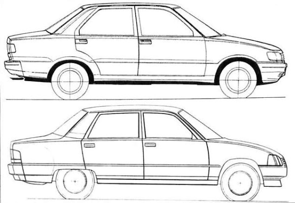 ВАЗ 2106 спереди карандашом