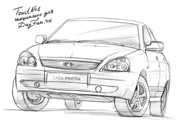 Пошаговый рисунок автомобиля