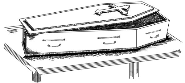 Гроб на столе нарисованный