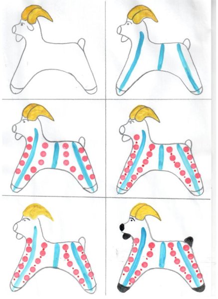 Дымковская роспись козлик