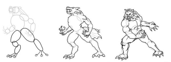 Как рисовать оборотня поэтапно