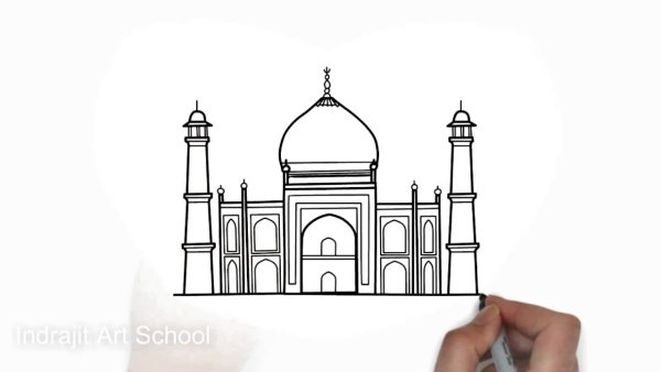 Поэтапный объёмный рисунок мечети