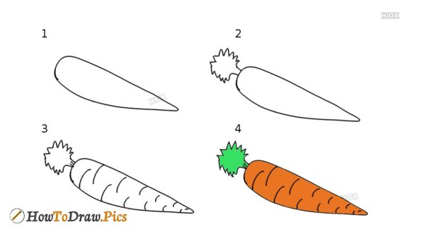 Морковь рисунок поэтапно