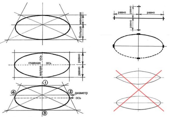 Круг в перспективе построение эллипс