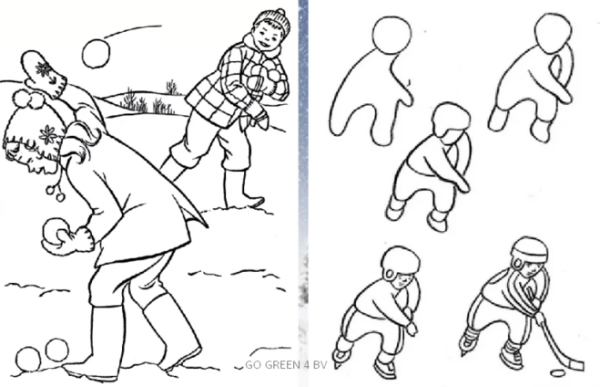 Схема рисования человека в движении