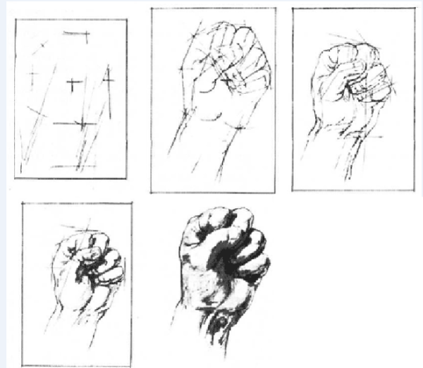 Поэтапное рисование кулака