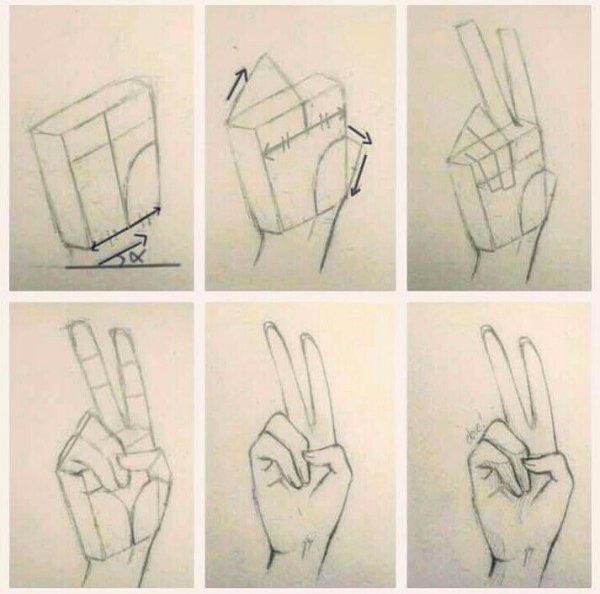 Поэтапное рисование рук
