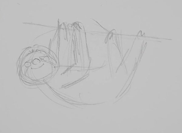 Нарисовать ленивца карандашом