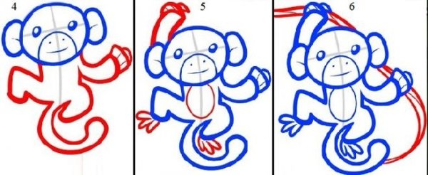 Нарисовать обезьяну карандашом поэтапно для детей