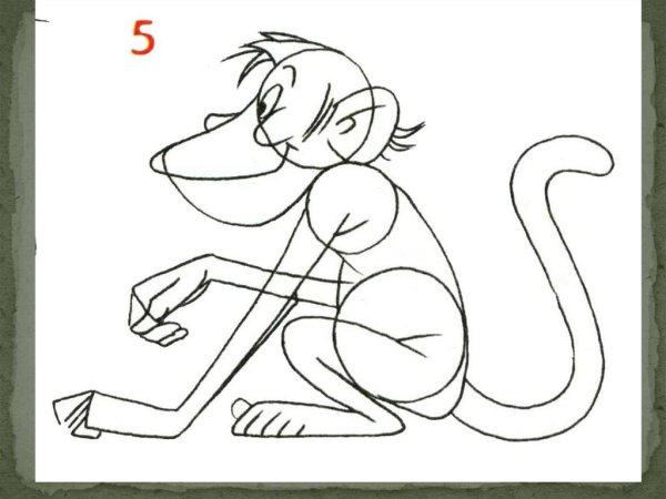 Нарисовать мартышку с зеркалом пошагово