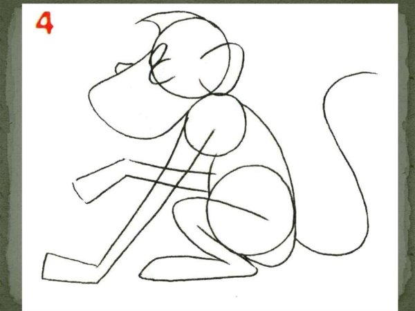 Мартышка и очки рисунок пошагово