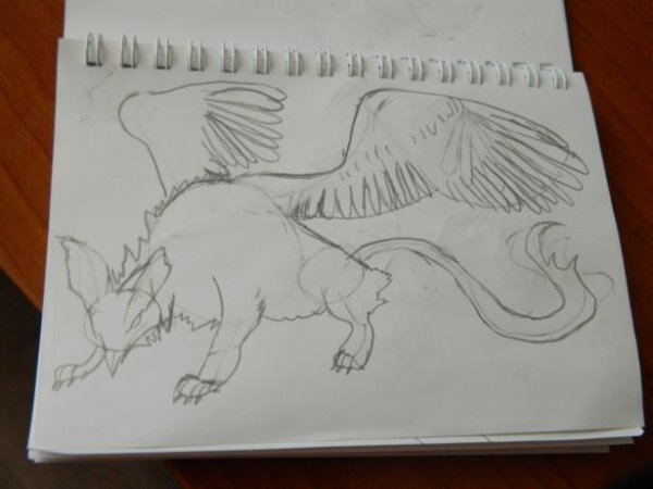 Рисунок Митридата и грифона карандашом