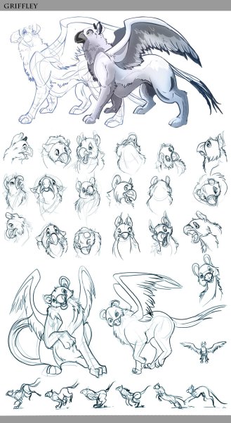 Позы мифических животных для рисования