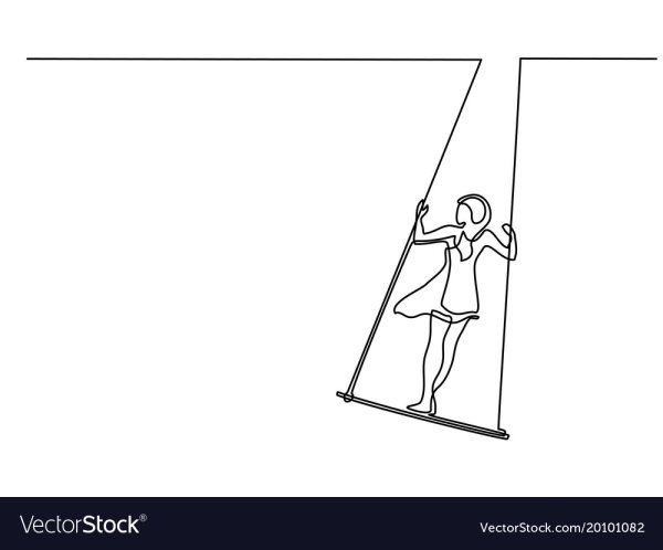 На качелях рисунок контур