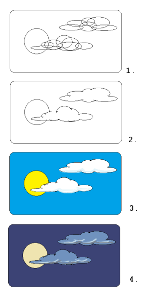 Поэтапное рисование облаков