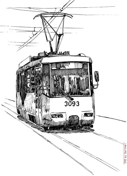 Трамвай иллюстрация